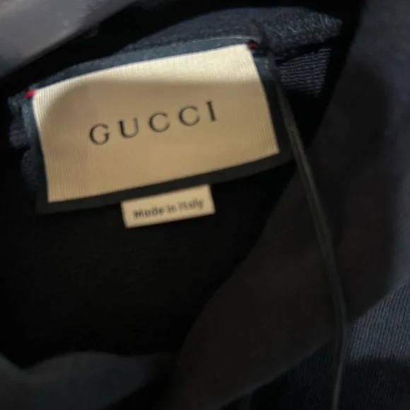 Men's Gucci mirrored print jersey, cotton hoodie size large made in Italy - Picture 10 of 12